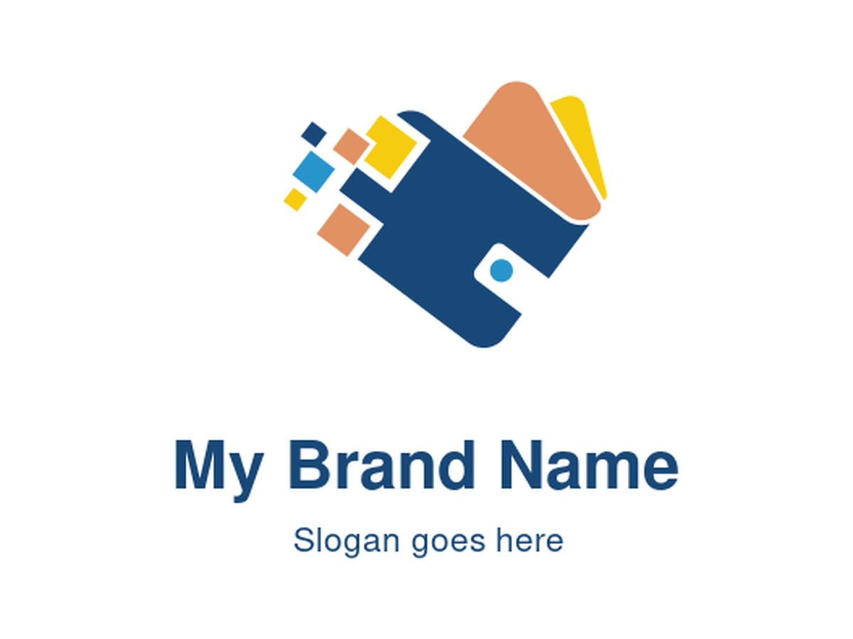 Modern Digital Wallet Logo with Colorful Pixel Elements for Fintech, Payment Apps, and E-Wallet Services